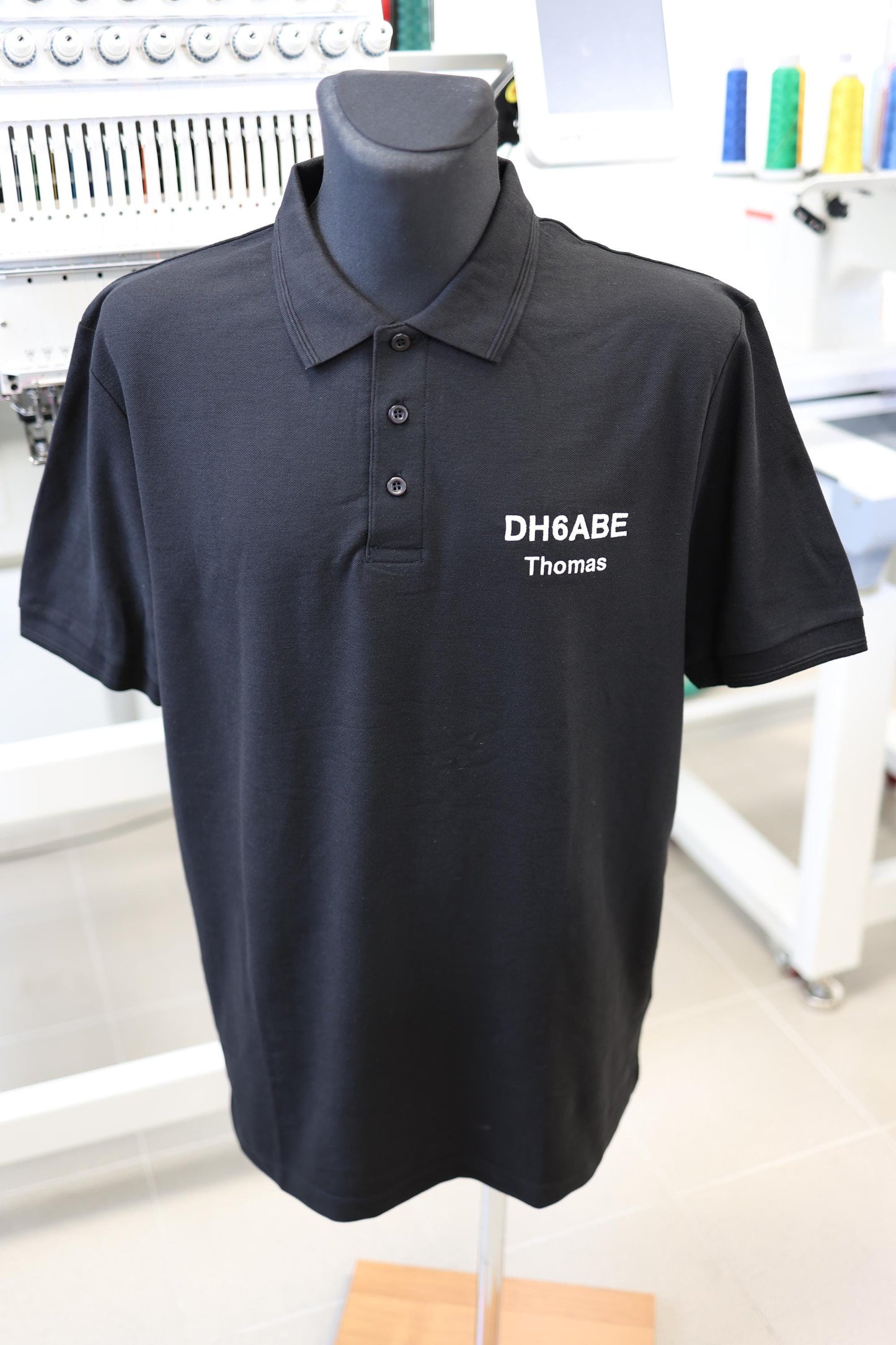 Men's Polo Shirt, Black (01) - personalized with call sign and name embroidery