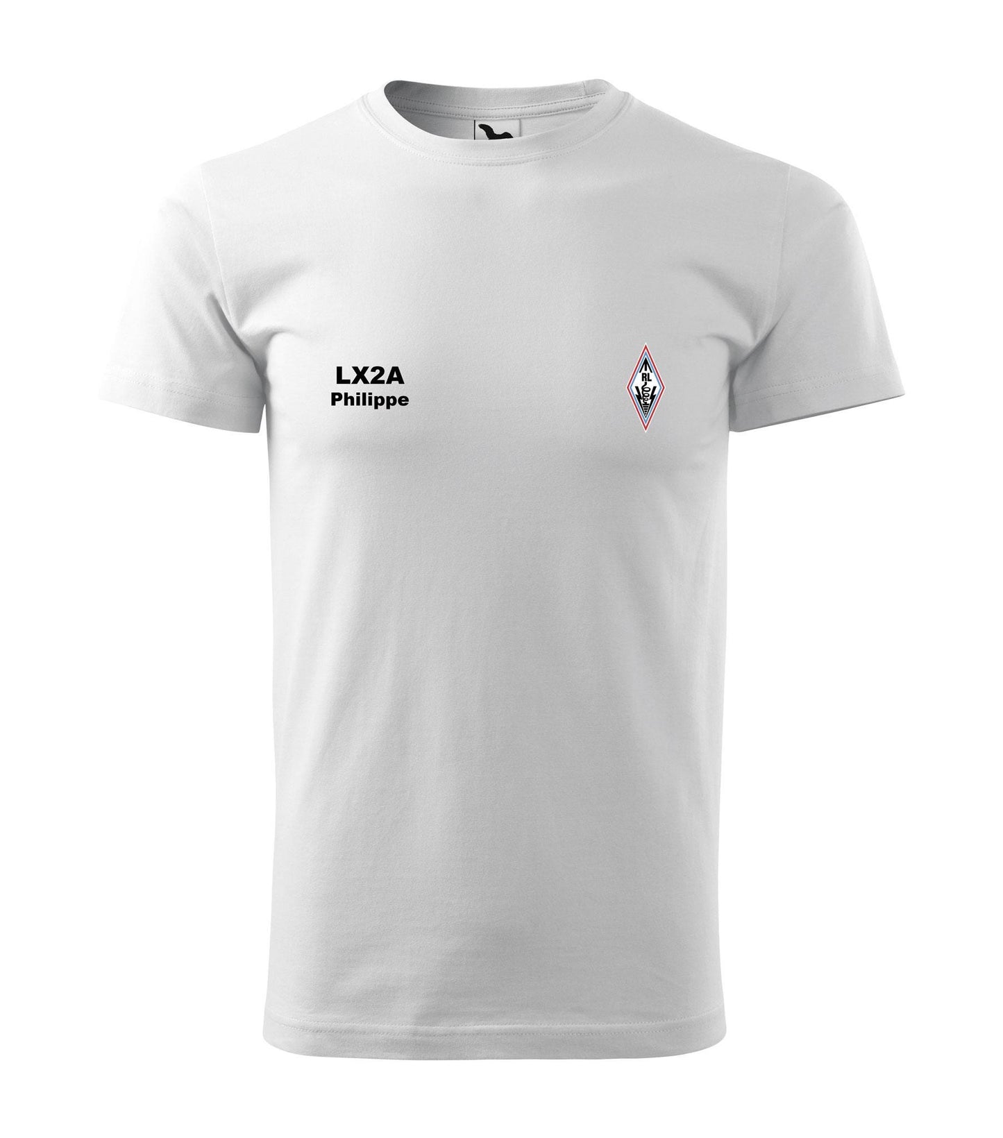 T-shirt Heavy New Unisex, Radioamateurs du Luxembourg - official, personalized with embroidered callsign and name