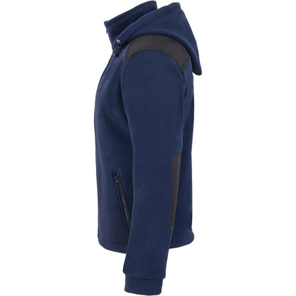 Men's fleece jacket with detachable hood - with embroidered amateur radio call sign and name (NY/BK)