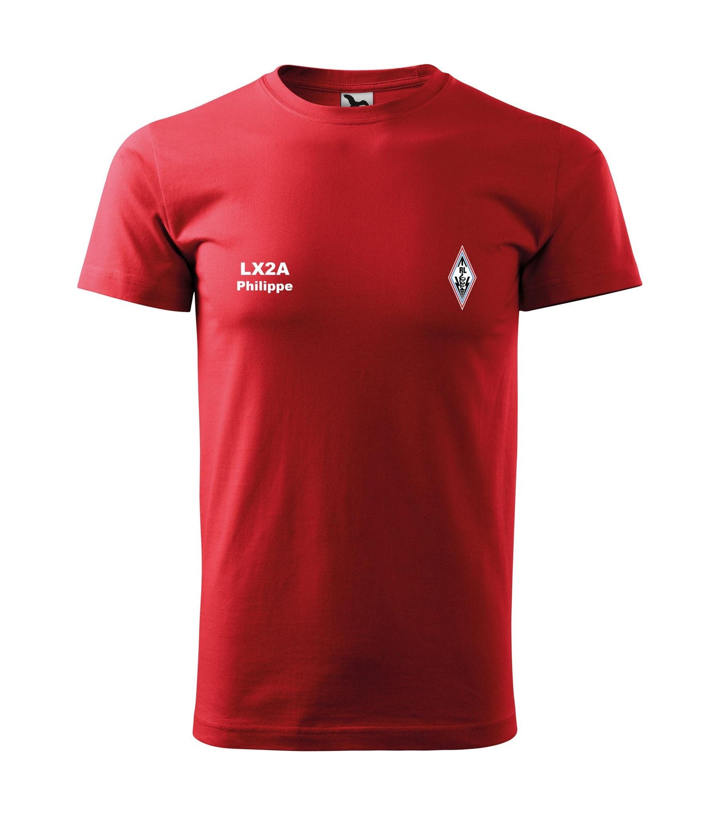 T-shirt Heavy New Unisex, Radioamateurs du Luxembourg - official, personalized with embroidered callsign and name