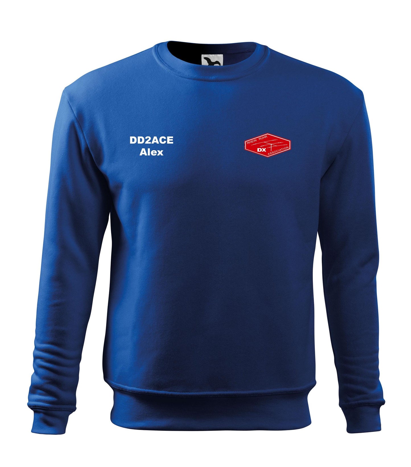 Męska bluza bez kaptura - RRDXA Rhein Ruhr DX Association -znak wywoławczo raz imię - personalizowana haftem - oficjalna
