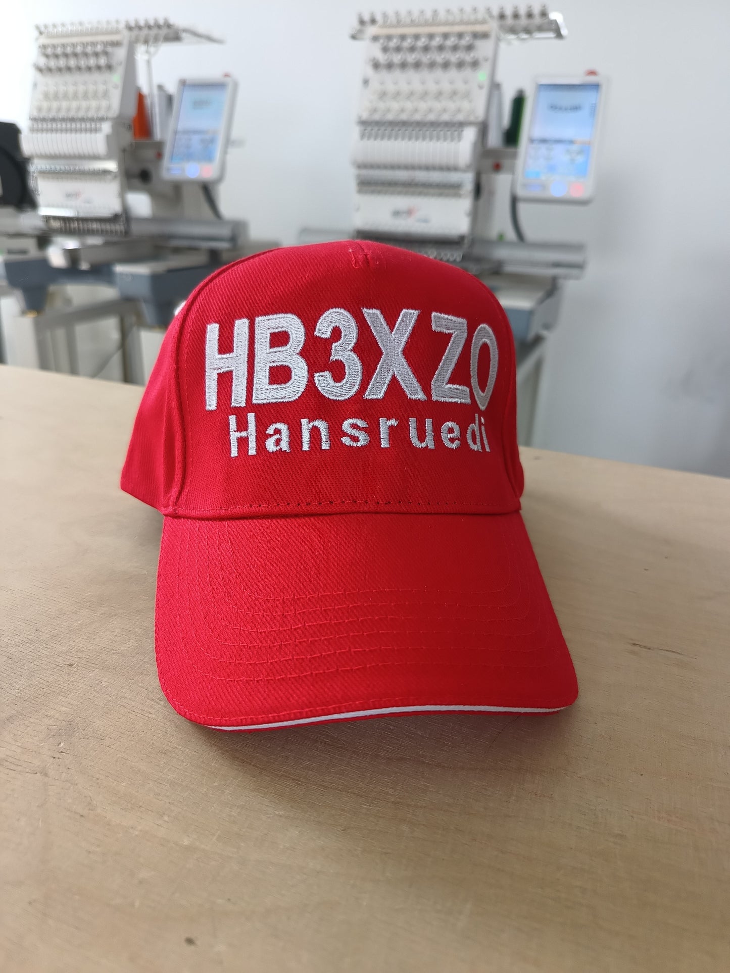 Baseball cap, front of the cap large call sign and name, back of cap - call sign or name, personalized with embroidery