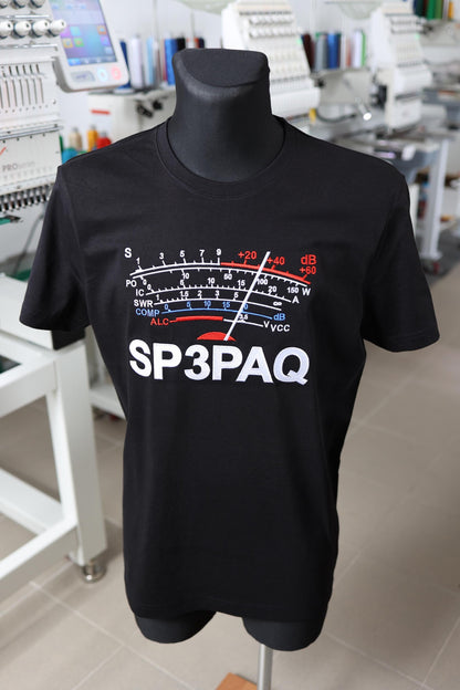 T-shirt S-Meter ze Znakiem Wywoławczym Krótkofalarskim (S-5XL) - Czarny