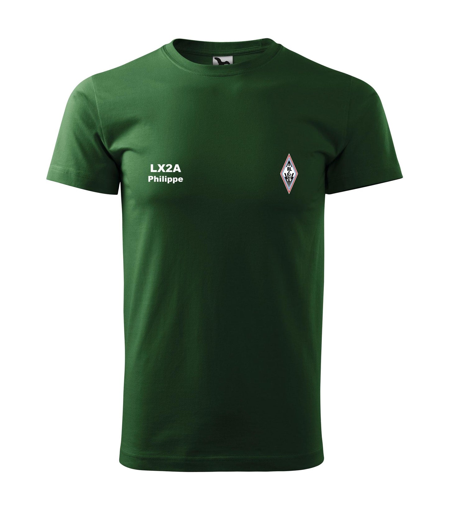 T-shirt Heavy New Unisex, Radioamateurs du Luxembourg - official, personalized with embroidered callsign and name