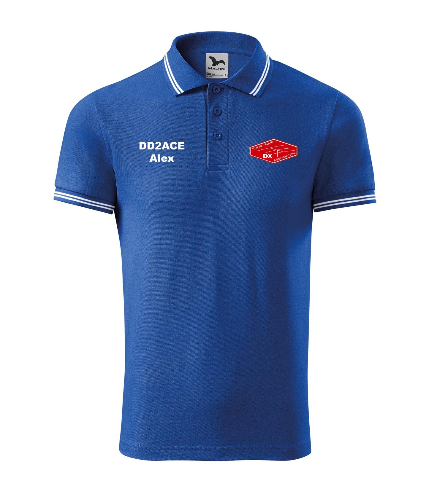 Męska Koszulka Polo Urban - RRDXA Rhein Ruhr DX Association -znak wywoławczo raz imię - personalizowana haftem