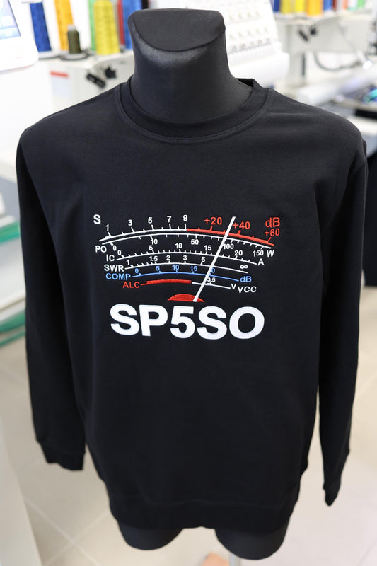 Bluza S-Meter z haftowanym Znakiem Wywoławczym Krótkofalowca - Kolor Czarny