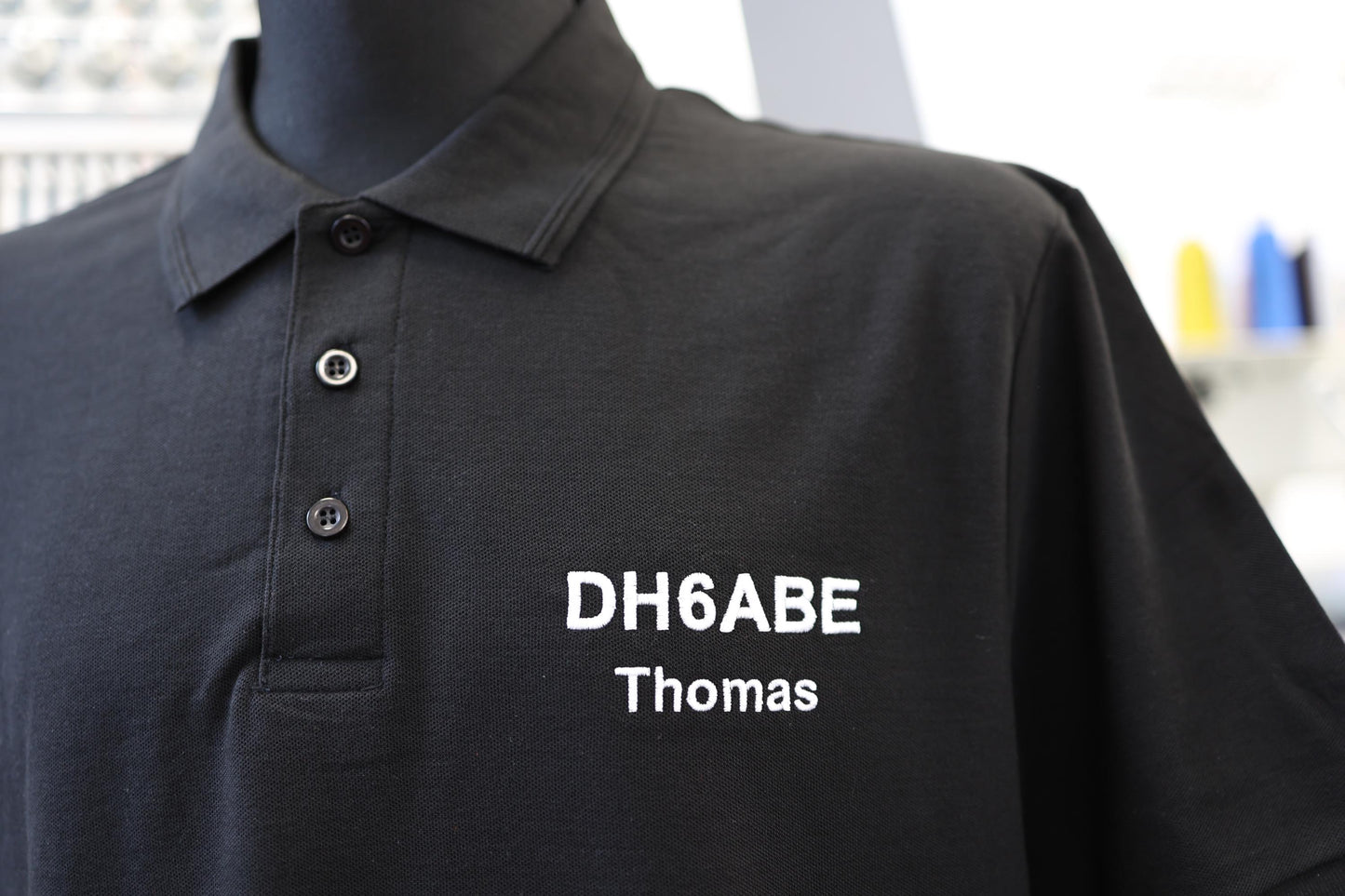 Men's Polo Shirt, Black (01) - personalized with call sign and name embroidery