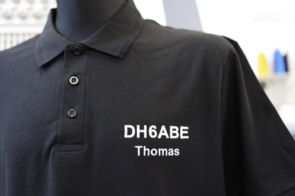 Men's Polo Shirt, Black (01) - personalized with call sign and name embroidery
