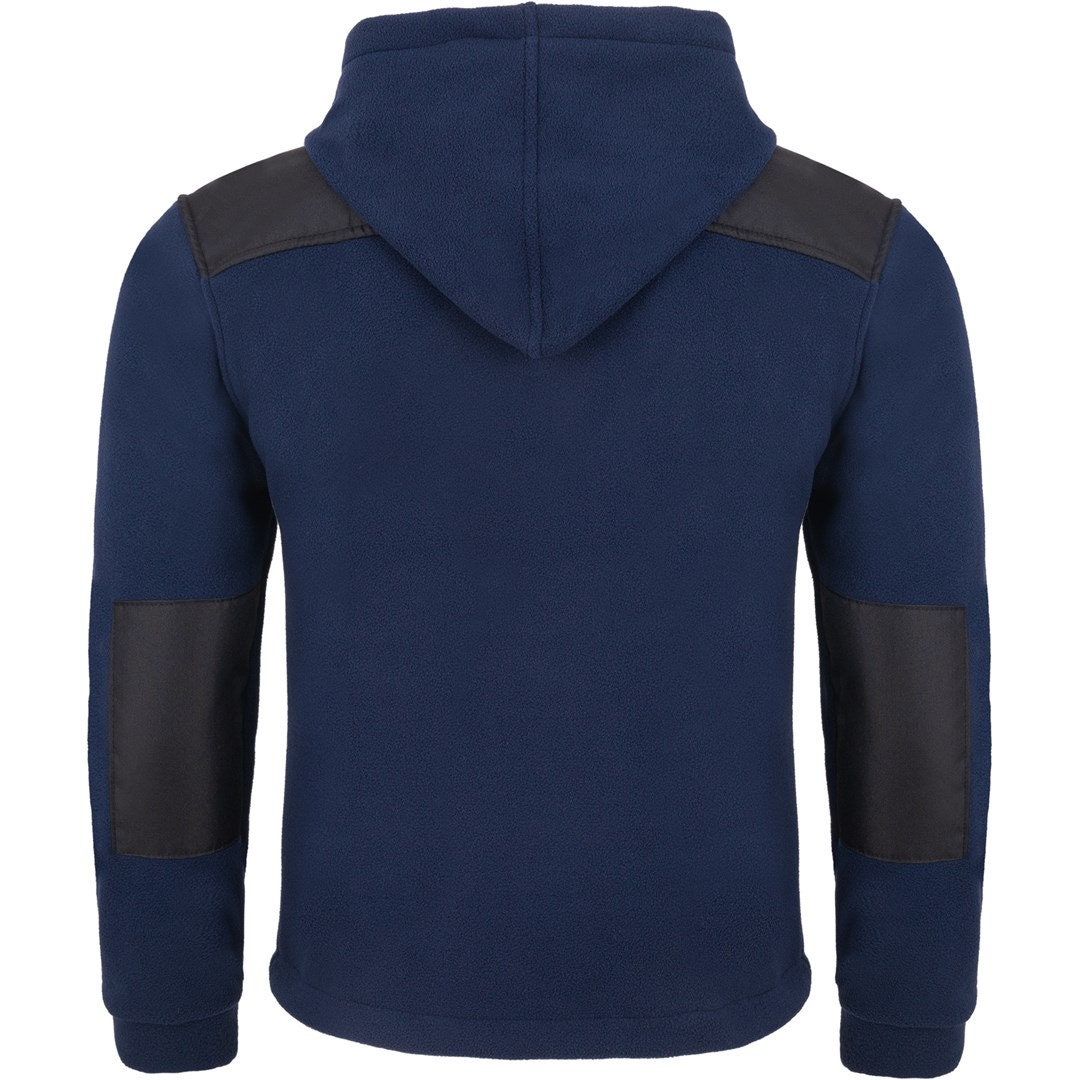 Men's fleece jacket with detachable hood - with embroidered amateur radio call sign and name (NY/BK)