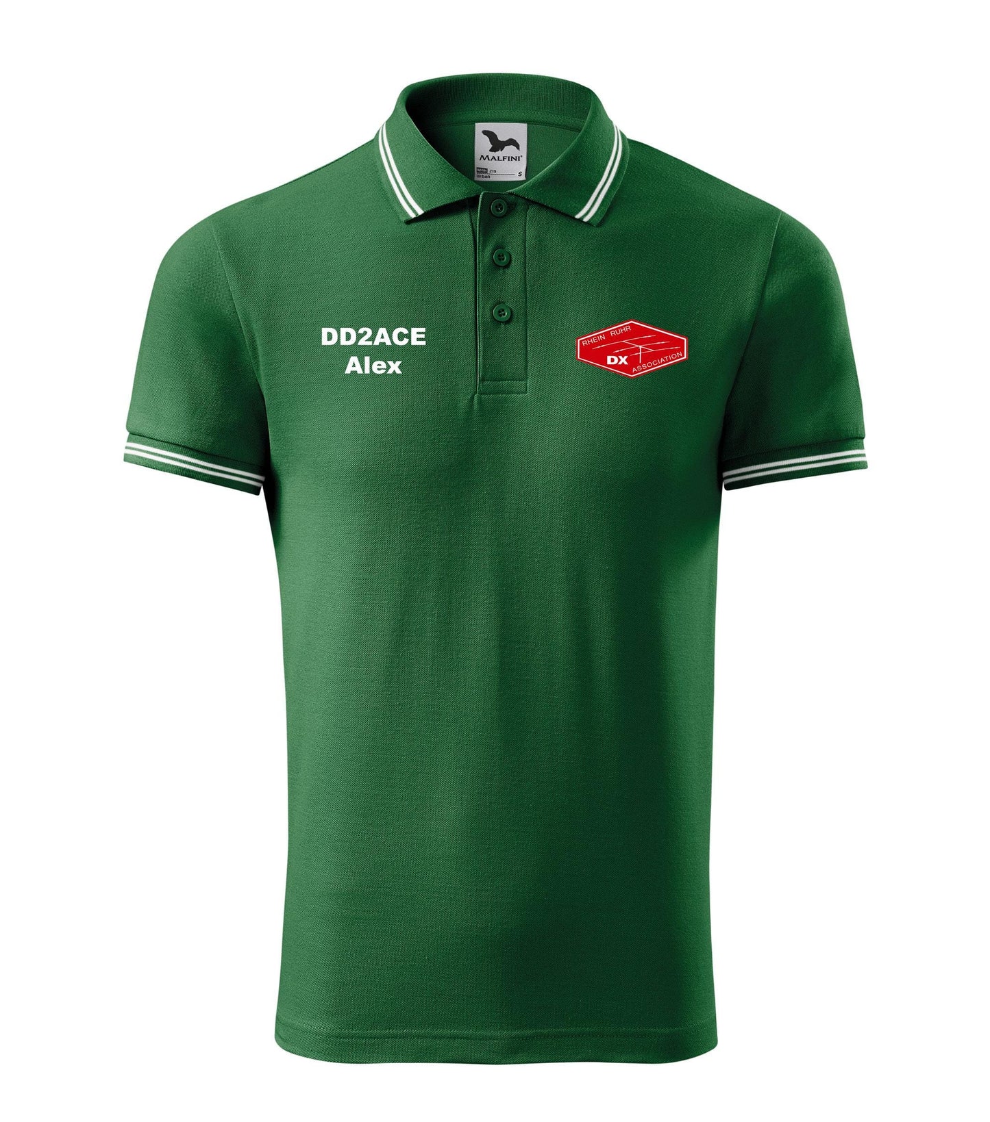 Męska Koszulka Polo Urban - RRDXA Rhein Ruhr DX Association -znak wywoławczo raz imię - personalizowana haftem