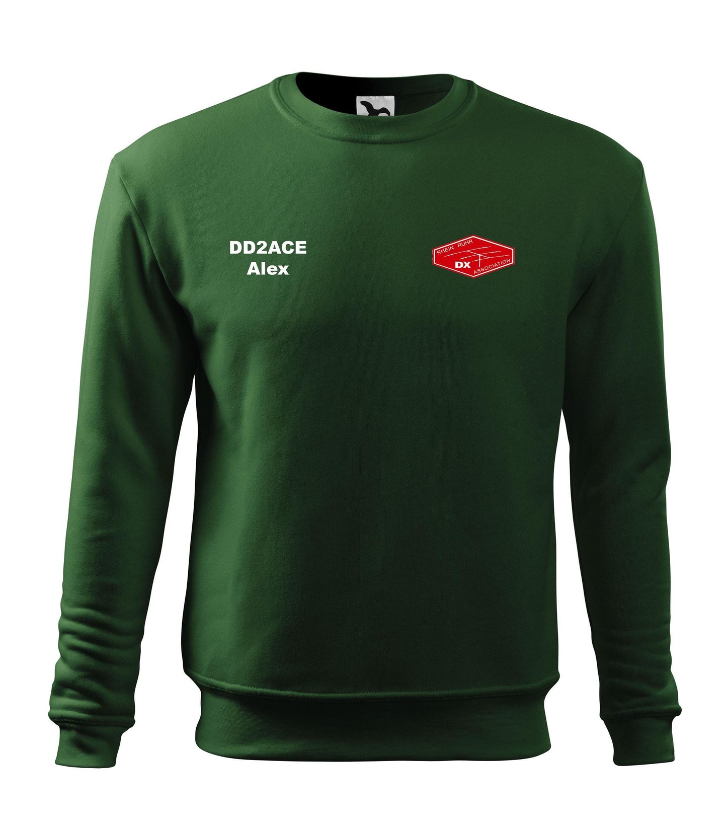 Męska bluza bez kaptura - RRDXA Rhein Ruhr DX Association -znak wywoławczo raz imię - personalizowana haftem - oficjalna
