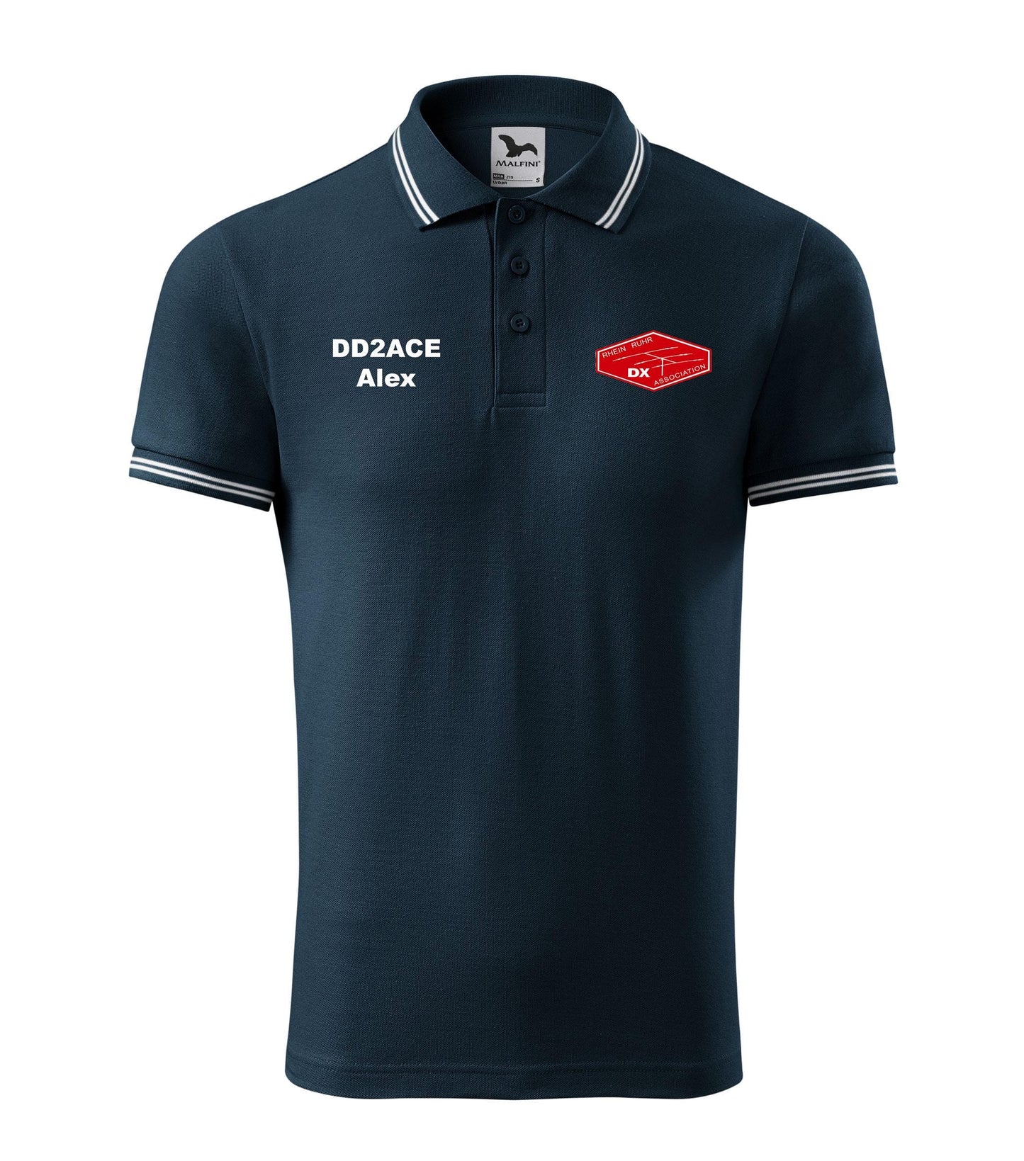 Męska Koszulka Polo Urban - RRDXA Rhein Ruhr DX Association -znak wywoławczo raz imię - personalizowana haftem