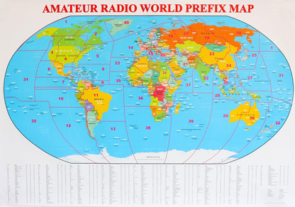 Amateur Radio World Prefix Map edycja 2025 rozmiar 99cm x 68cm