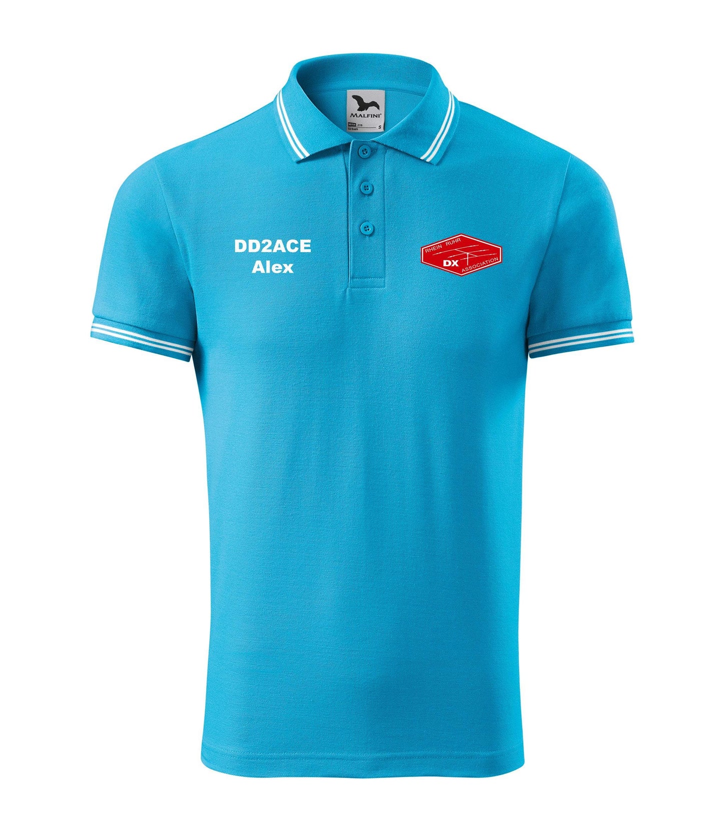 Męska Koszulka Polo Urban - RRDXA Rhein Ruhr DX Association -znak wywoławczo raz imię - personalizowana haftem