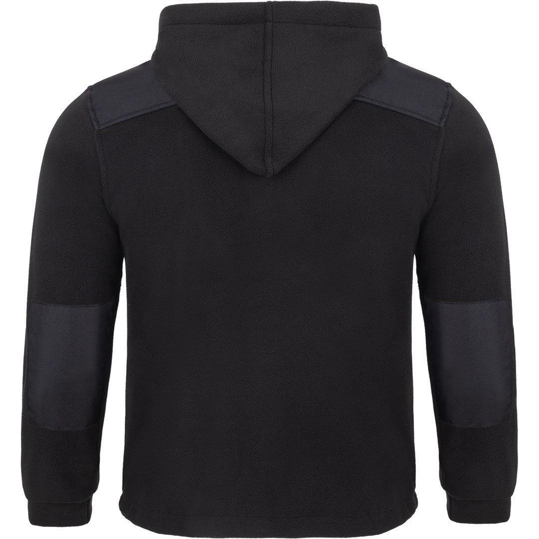 Men's fleece jacket with detachable hood - with embroidered amateur radio call sign and name (BK/BK)
